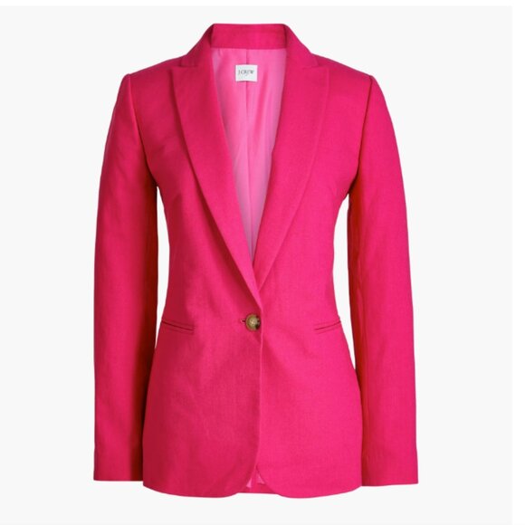 J Crew Linen-blend Cotton One-Button Blazer - Picture 3 of 3
